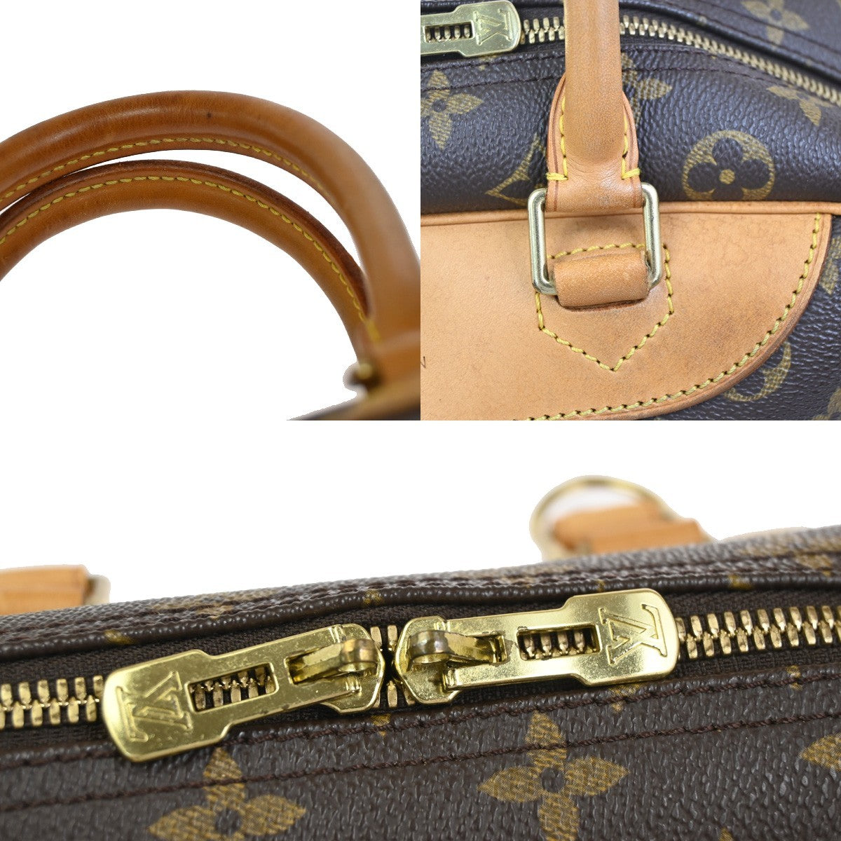 LOUIS VUITTON LV Logo Deauville Hand Bag Monogram Leather Brown M47270 12YH901
