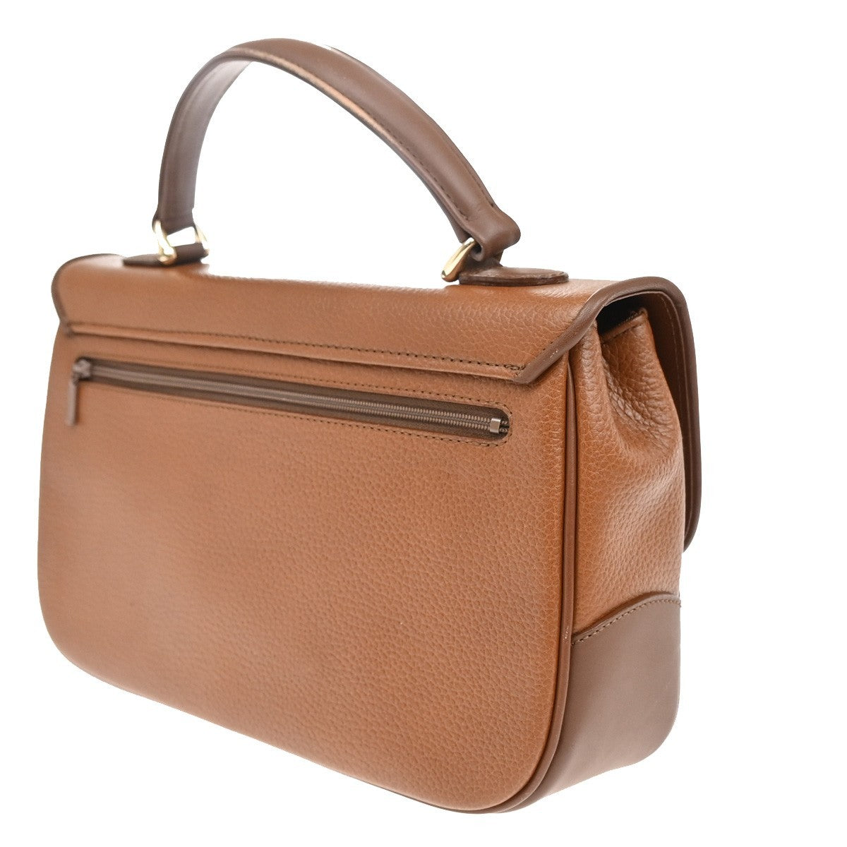 Burberrys Logo Nova Check Top Handle Hand Bag Leather Brown GHW 61KB854