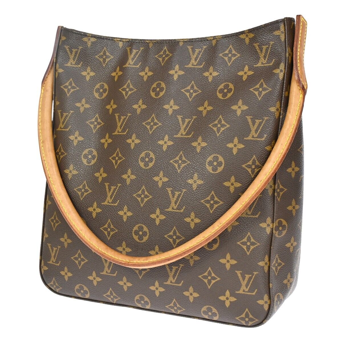 LOUIS VUITTON Logo Looping GM Shoulder Bag Monogram Leather Brown M51145 73ED287