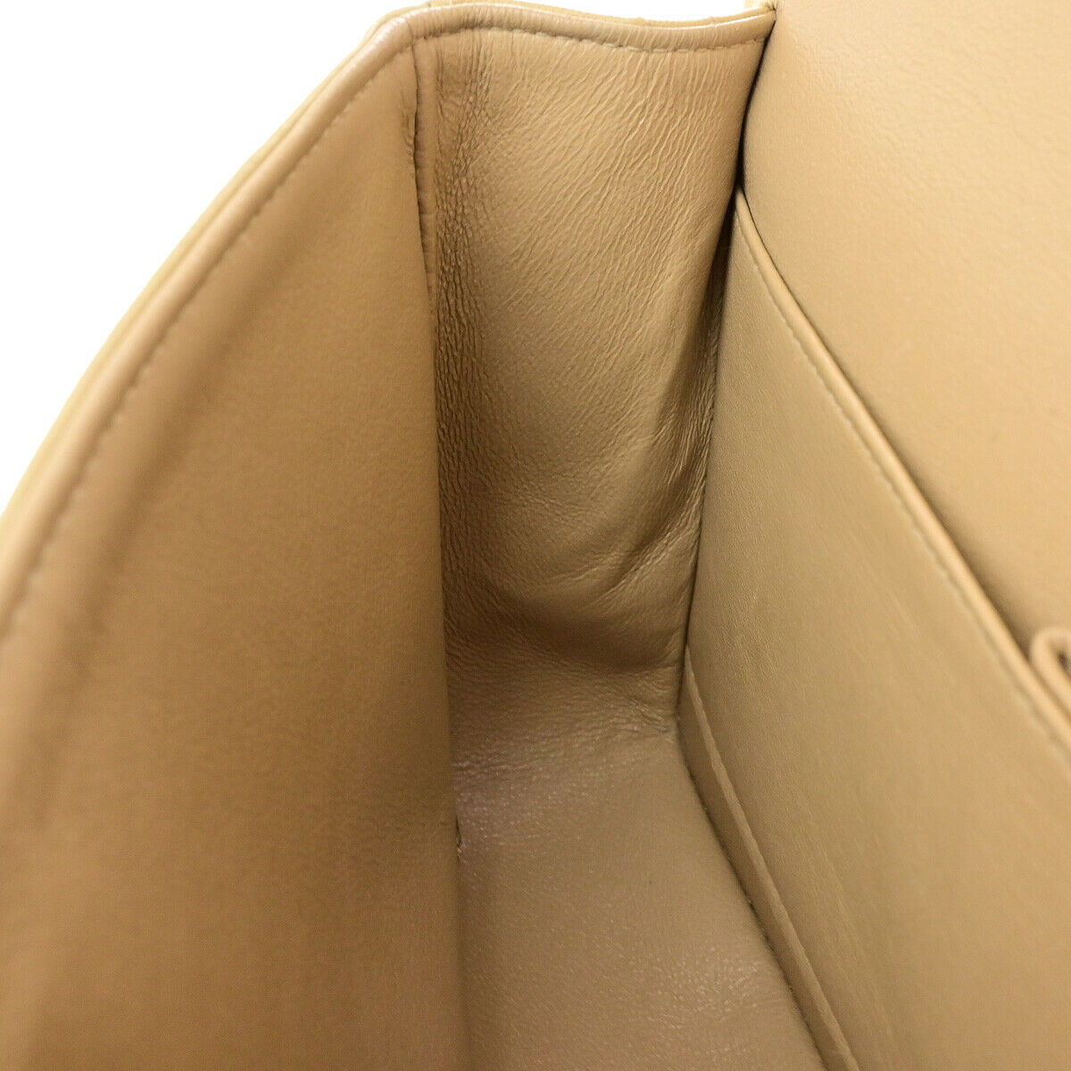 CHANEL CC Matelasse 25 Double Flap Chain Shoulder Bag Leather Beige GHW 652RK742