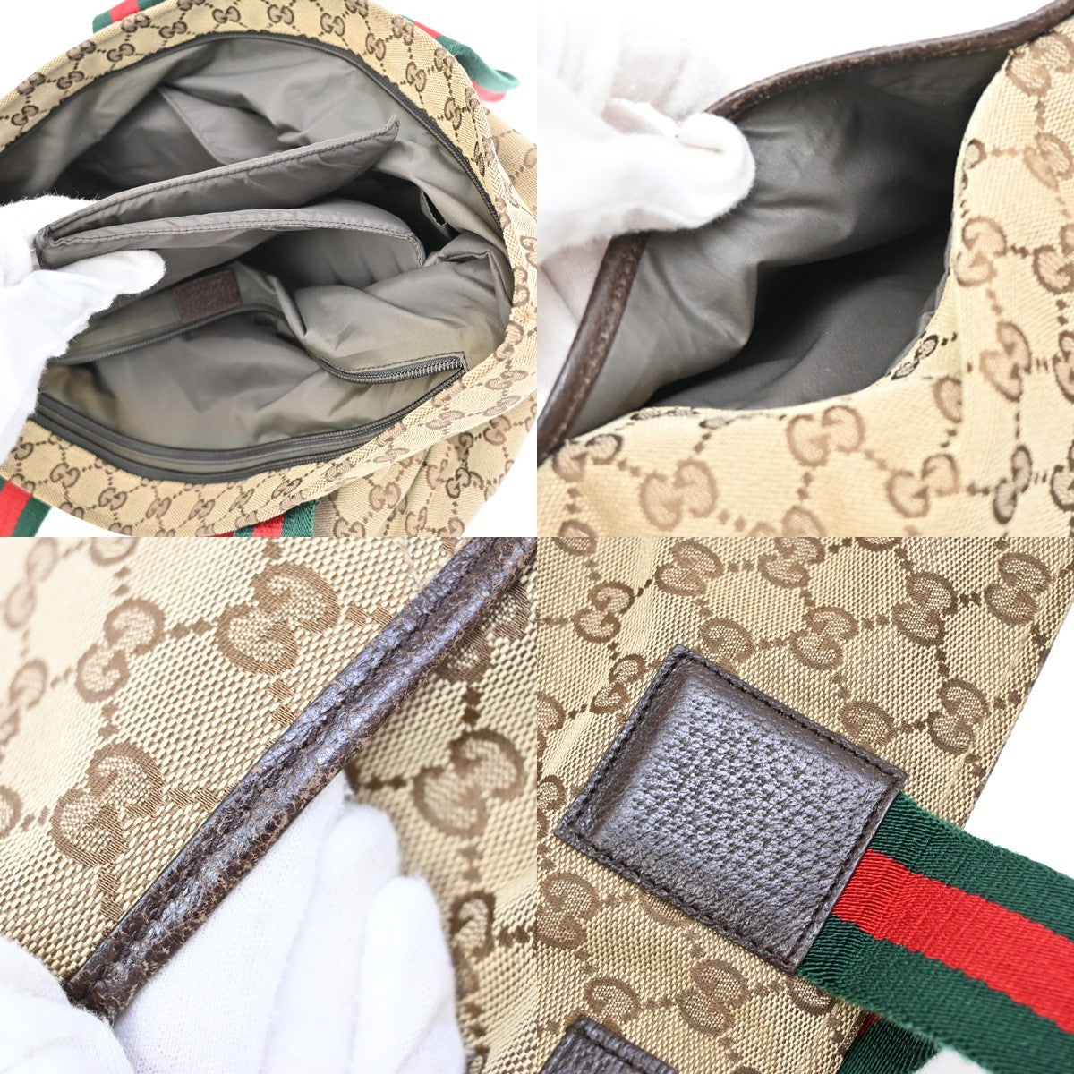 GUCCI Sherry GG Pattern Mothers Shoulder Tote Bag Canvas Leather Brown 85KB282