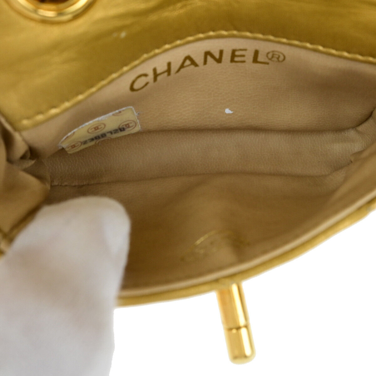 CHANEL CC Mini Matelasse Chain Hand Bag Belt Charm Leather Gold Vintage 330LC510