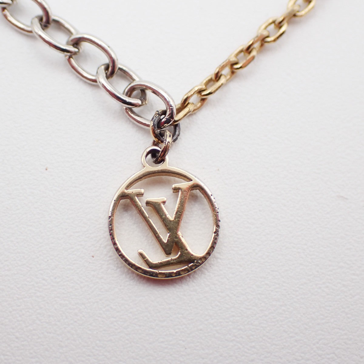 LOUIS VUITTON Logomania Chain Long Necklace Gold Silver M68074 Italy 30KP558