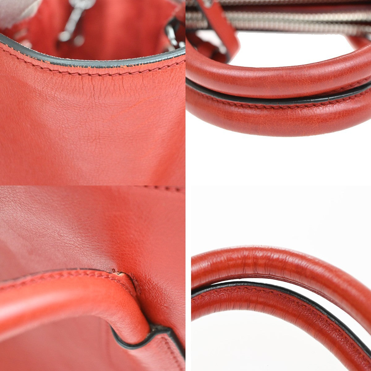 PRADA Logo 2Way Shoulder Hand Bag Glace Calf Leather Red SHW Italy 12TA657