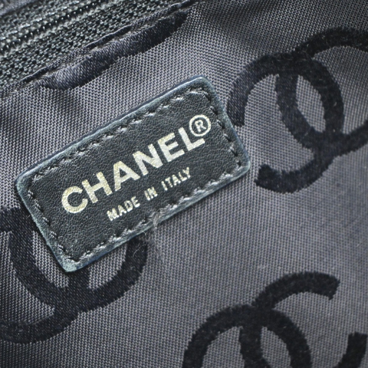 CHANEL CC Logo Wild Stitch Matelasse Hand Tote Bag Leather Black Italy 57RP095