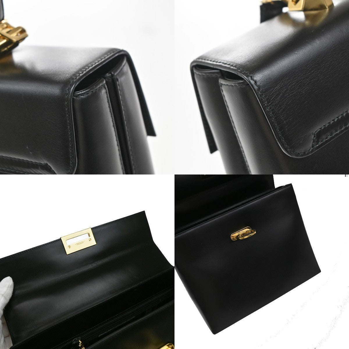 SALVATORE FERRAGAMO Gancini Mini 2Way Shoulder Hand Bag Leather Black 85RF871