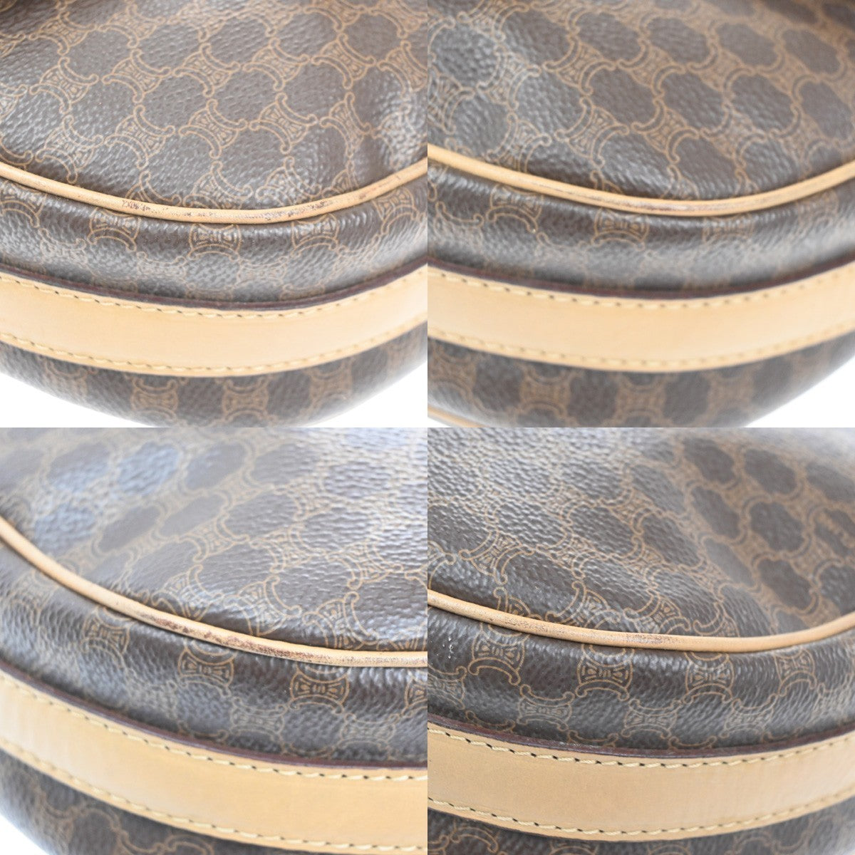 CELINE Logo Macadam Pattern Shoulder Bag PVC Leather Brown GHW Italy 67MA399