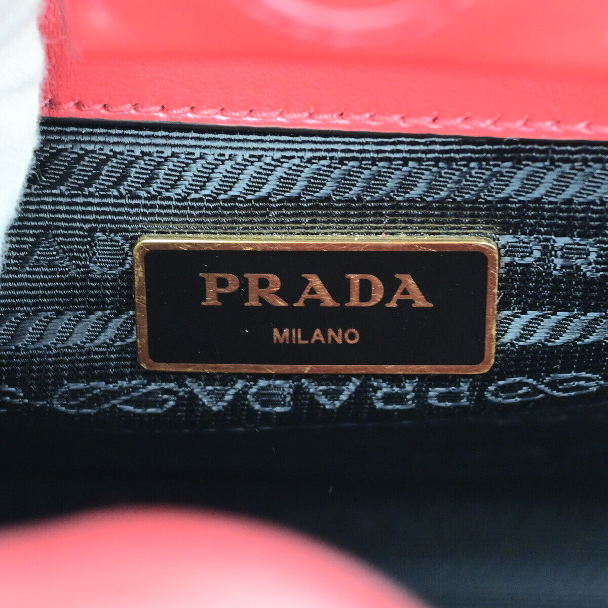 PRADA Logo Saffiano 2Way Shoulder Hand Tote Bag Leather Red GHW 678RK270