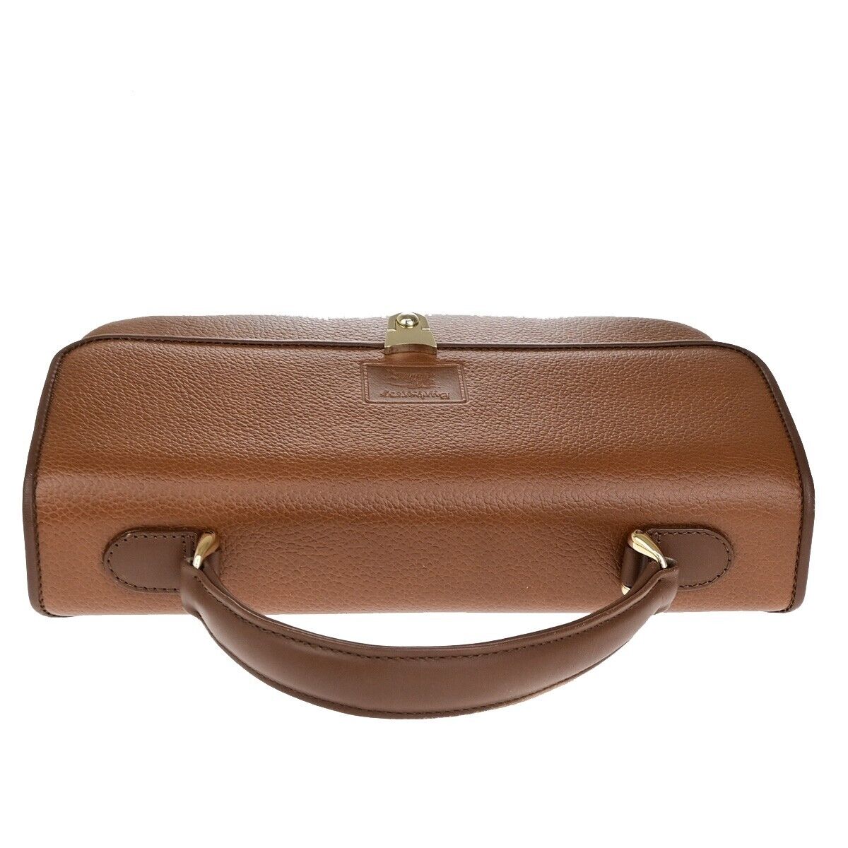 Burberrys Logo Nova Check Top Handle Hand Bag Leather Brown GHW 61ED329
