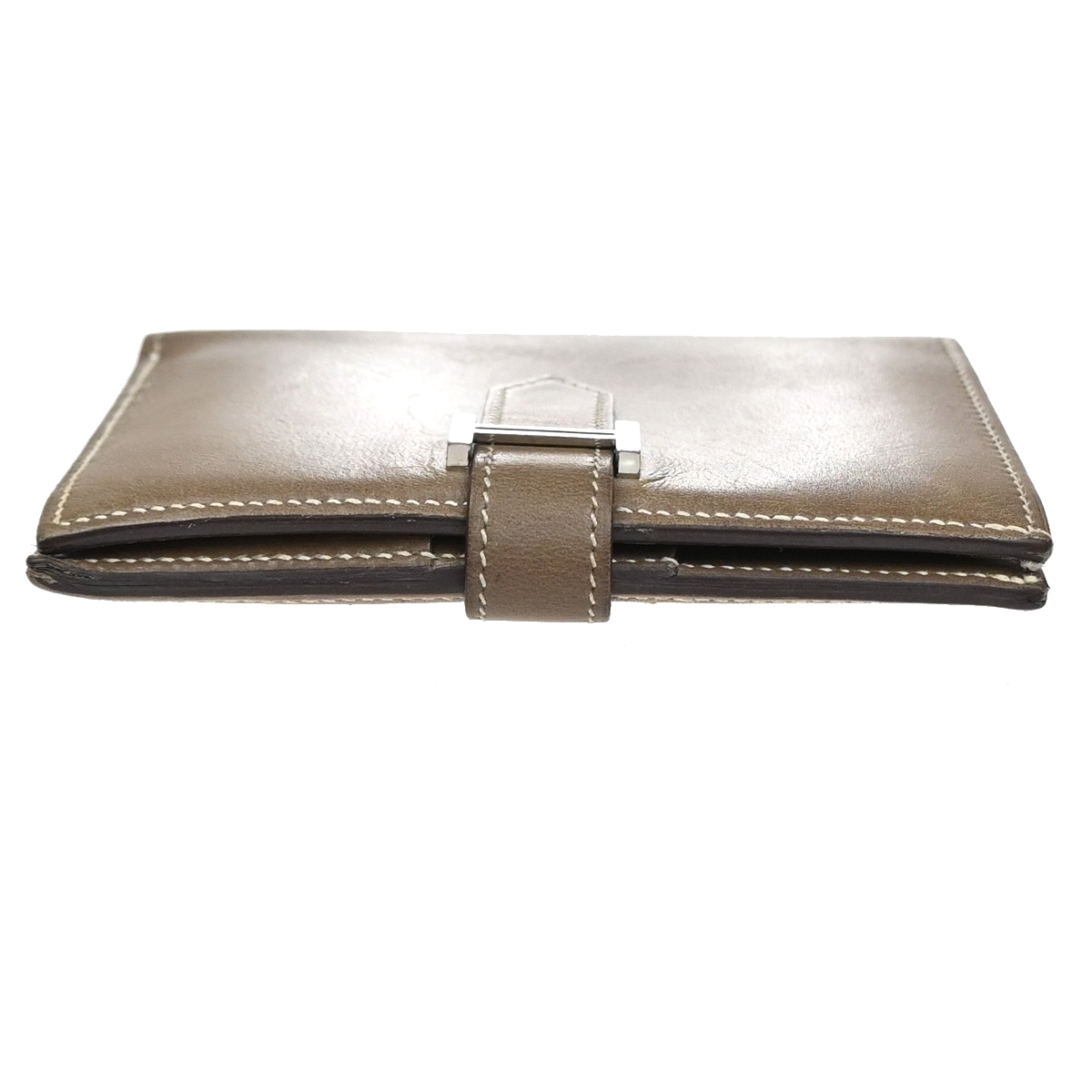 HERMES H Logo Bearn Compact Bifold Wallet Purse Swift Leather Brown SHW 87RQ018