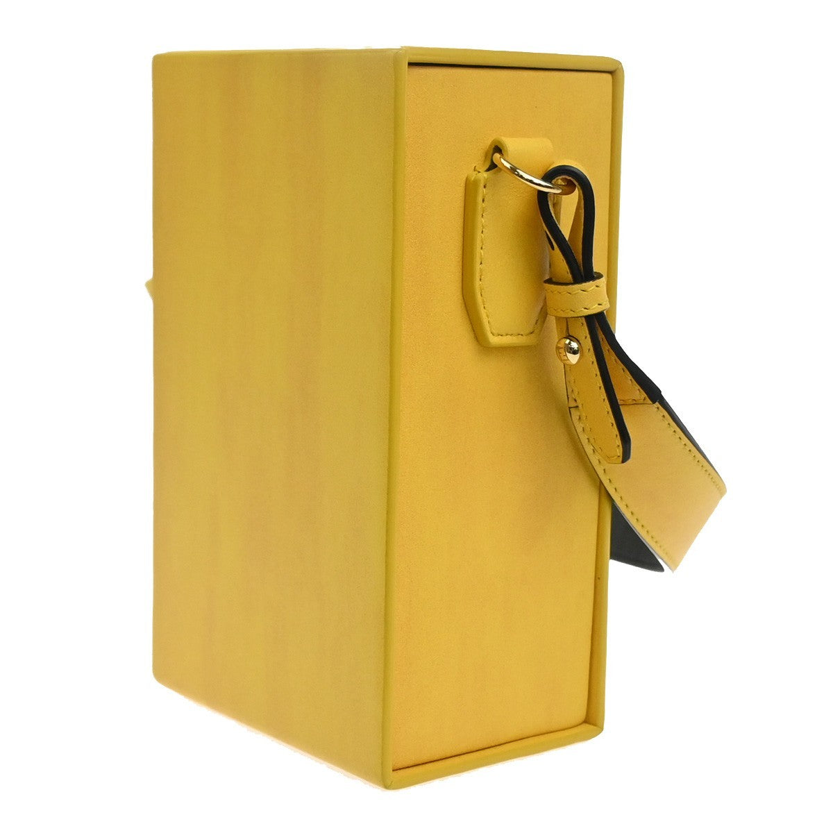 FENDI Logo Box Vertical Mini Shoulder Bag Leather Yellow GHW Italy 11YH946