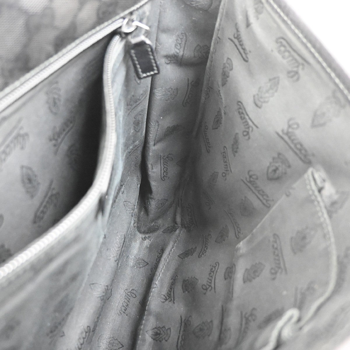 GUCCI Logo GG Pattern Imprime Shoulder Bag PVC Leather Black SHW Italy 34KC635