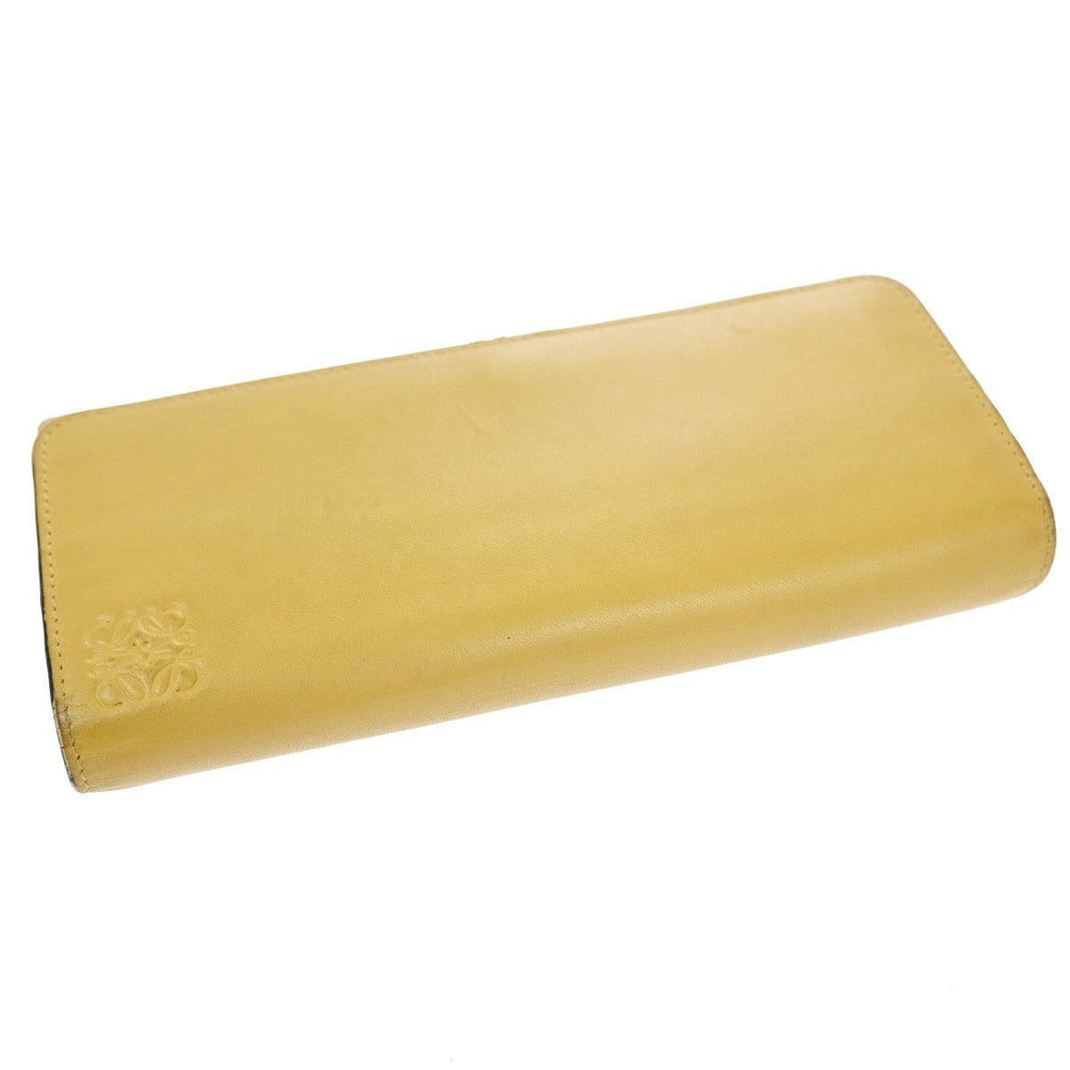 LOEWE Anagram LOGO Bifold Long Wallet Leather Yellow SHW Spain 01KD056