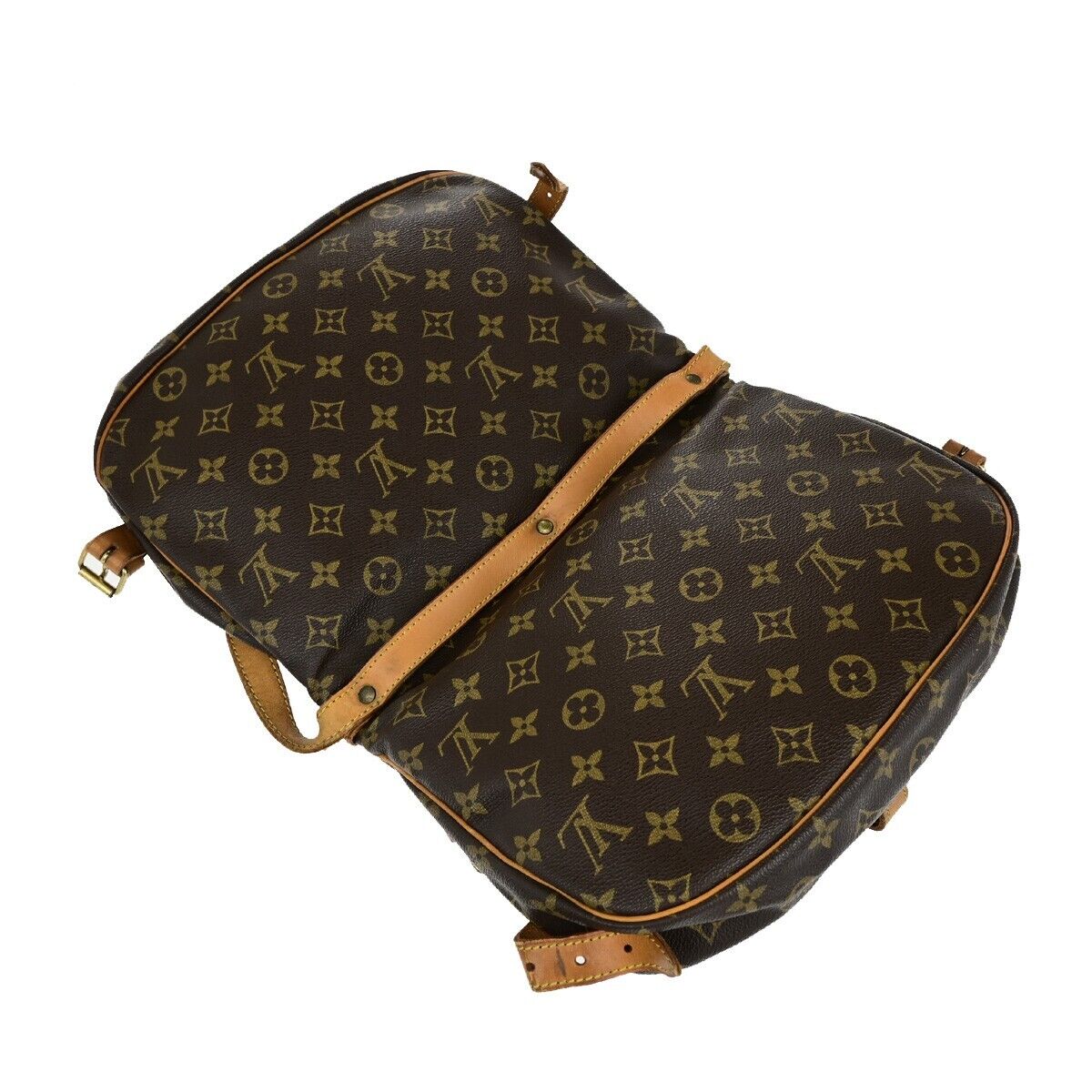 LOUIS VUITTON Logo Saumur 30 Shoulder Bag Monogram Leather Brown M42256 76EB400