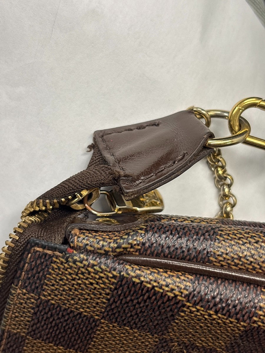 LOUIS VUITTON Eva Chain Shoulder Bag Damier Ebene Leather Brown N55213 601MA693