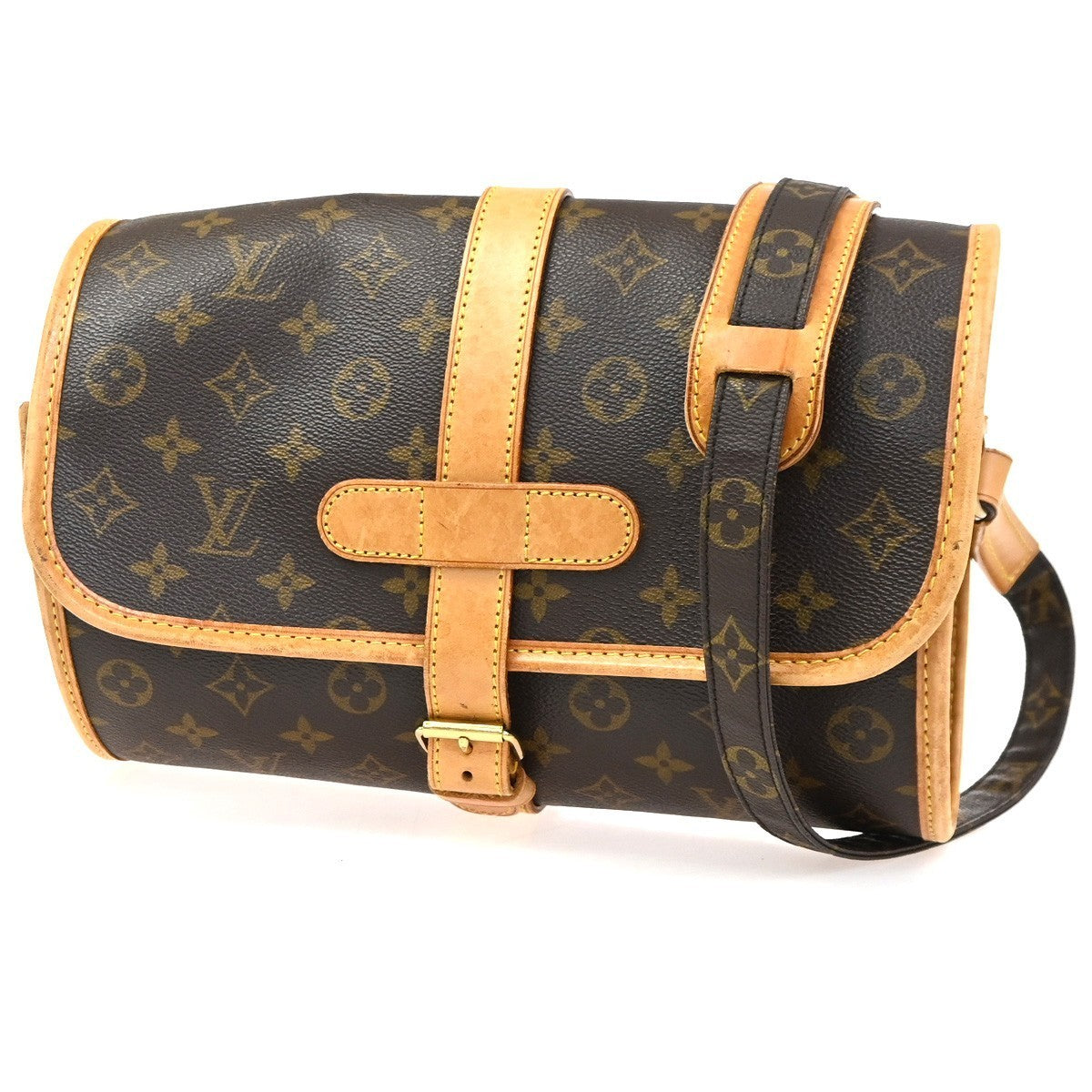 LOUIS VUITTON Logo Marne Shoulder Bag Monogram Leather Brown M51369 70YH918