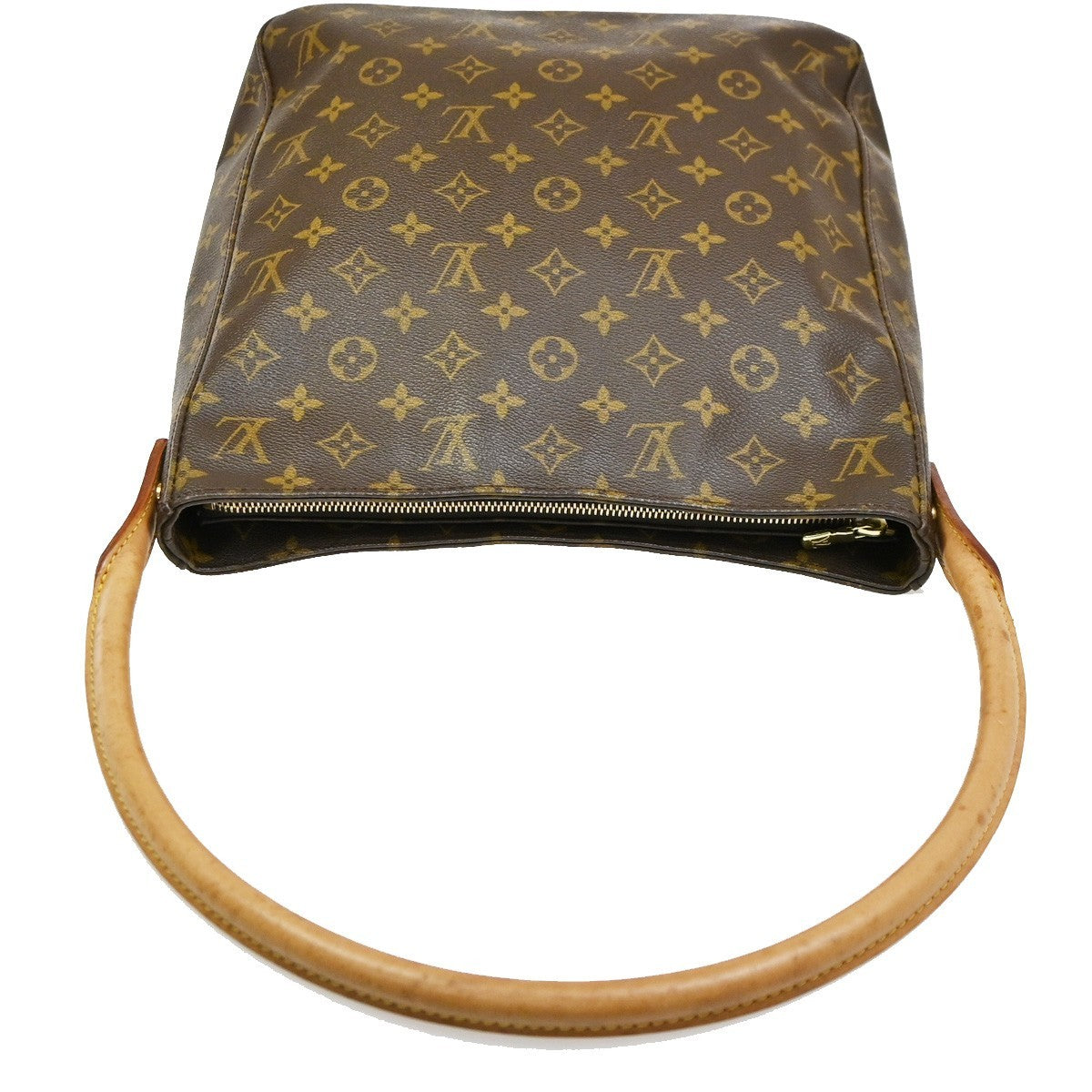 LOUIS VUITTON Logo Looping GM Shoulder Bag Monogram Leather Brown M51145 72CA723