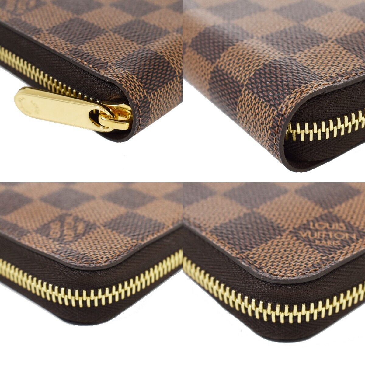 LOUIS VUITTON Zippy Wallet Long Bifold Purse Damier Leather Brown N60015 58RH687