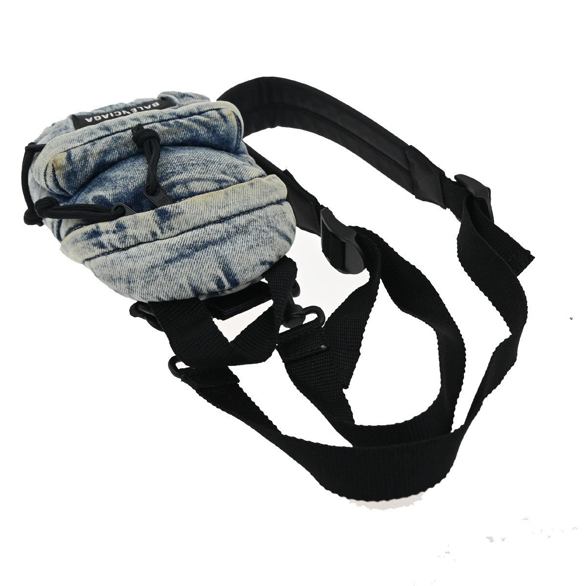 BALENCIAGA Logo Explorer 2Way Mini Shoulder Bag Canvas Denim Blue 38FC150