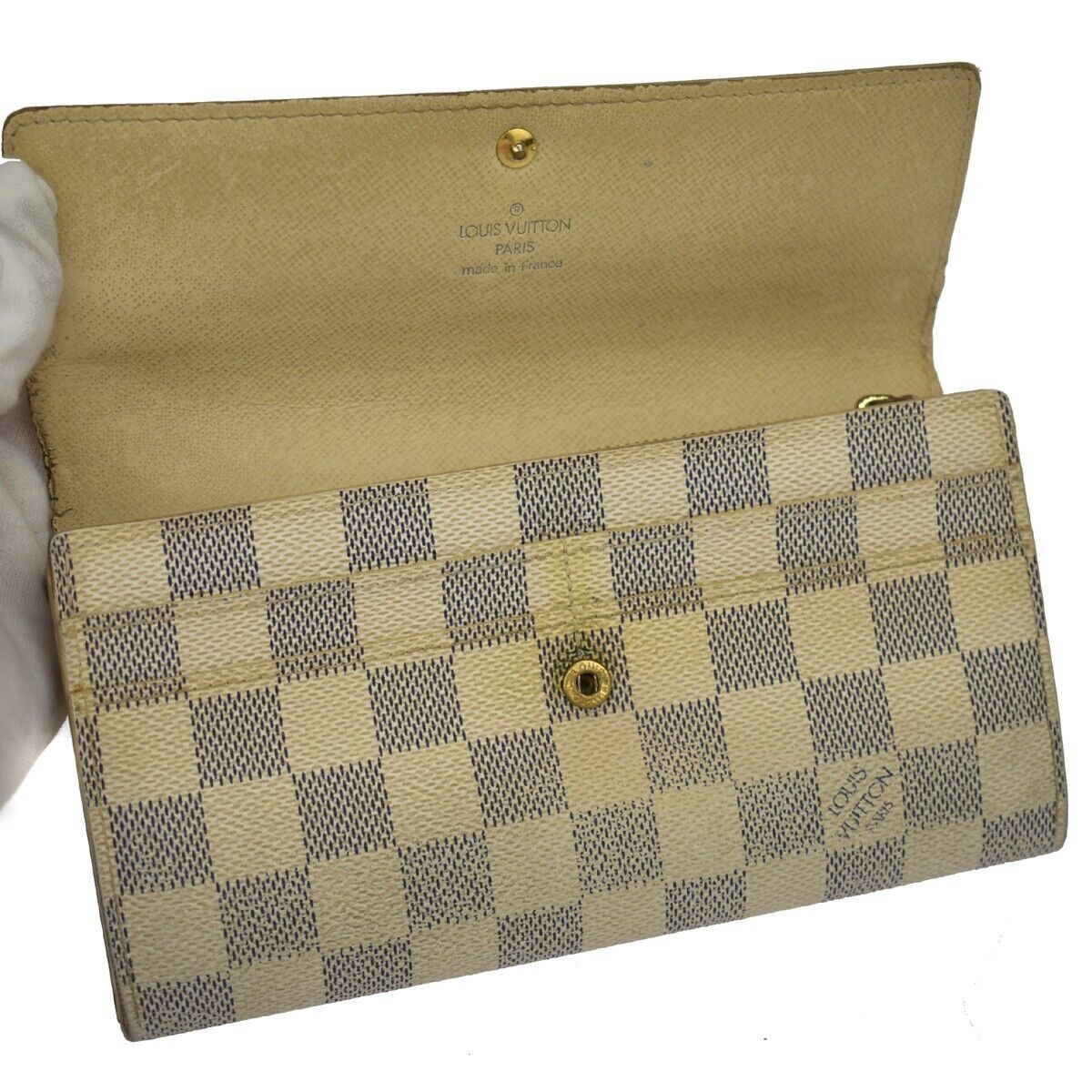 LOUIS VUITTON 3 Set Bifold Wallet Damier Azur Taiga Leather White BN GN 66GA241