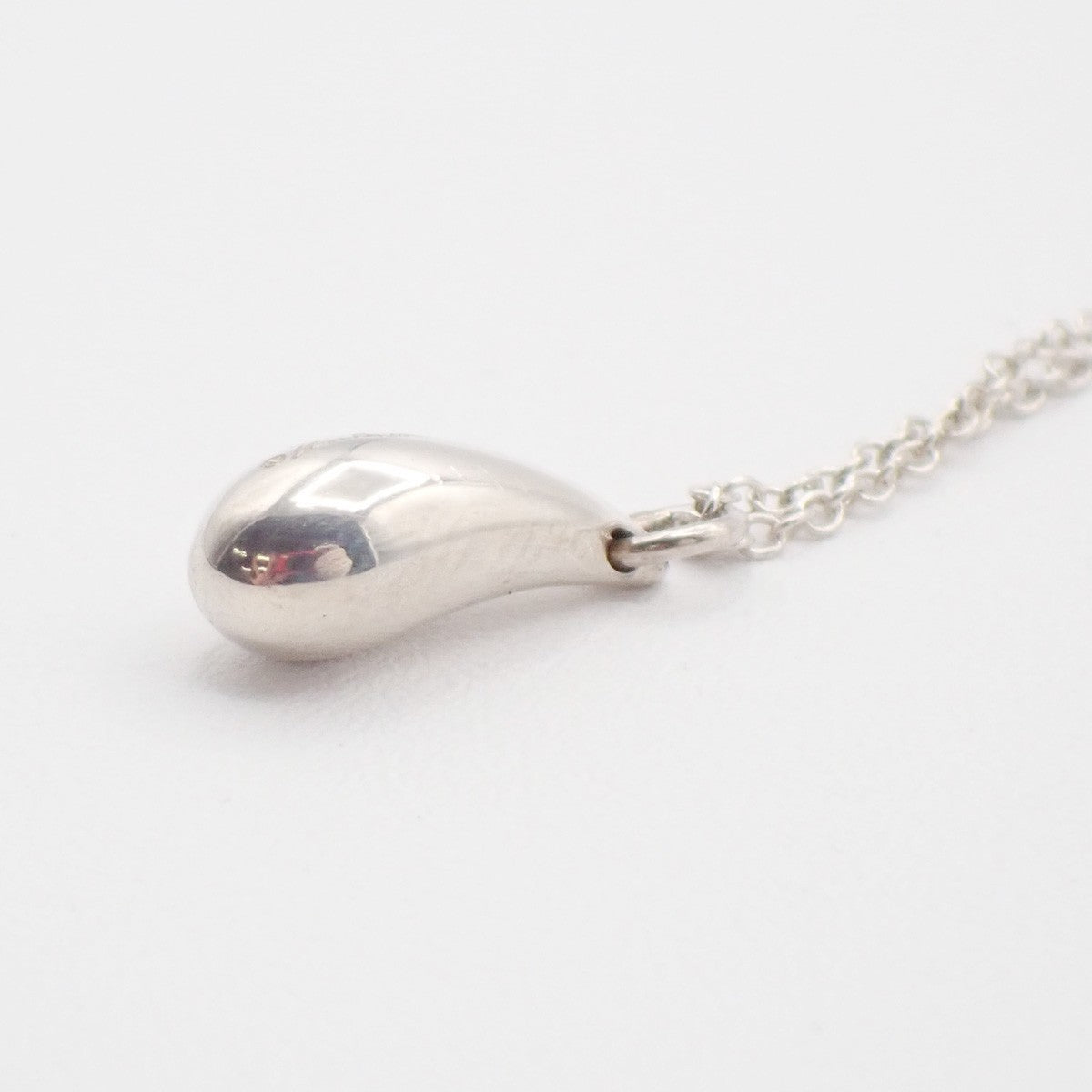 Tiffany & Co. Logo Tear Drop Chain Necklace Pendant Ag 925 Silver 09KC579