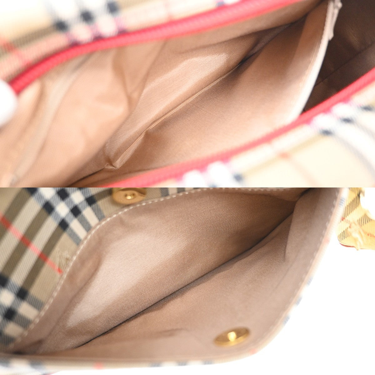 BURBERRY Logo Haymarket Check Shoulder Hand Bag Canvas Leather BE GHW 89RQ012