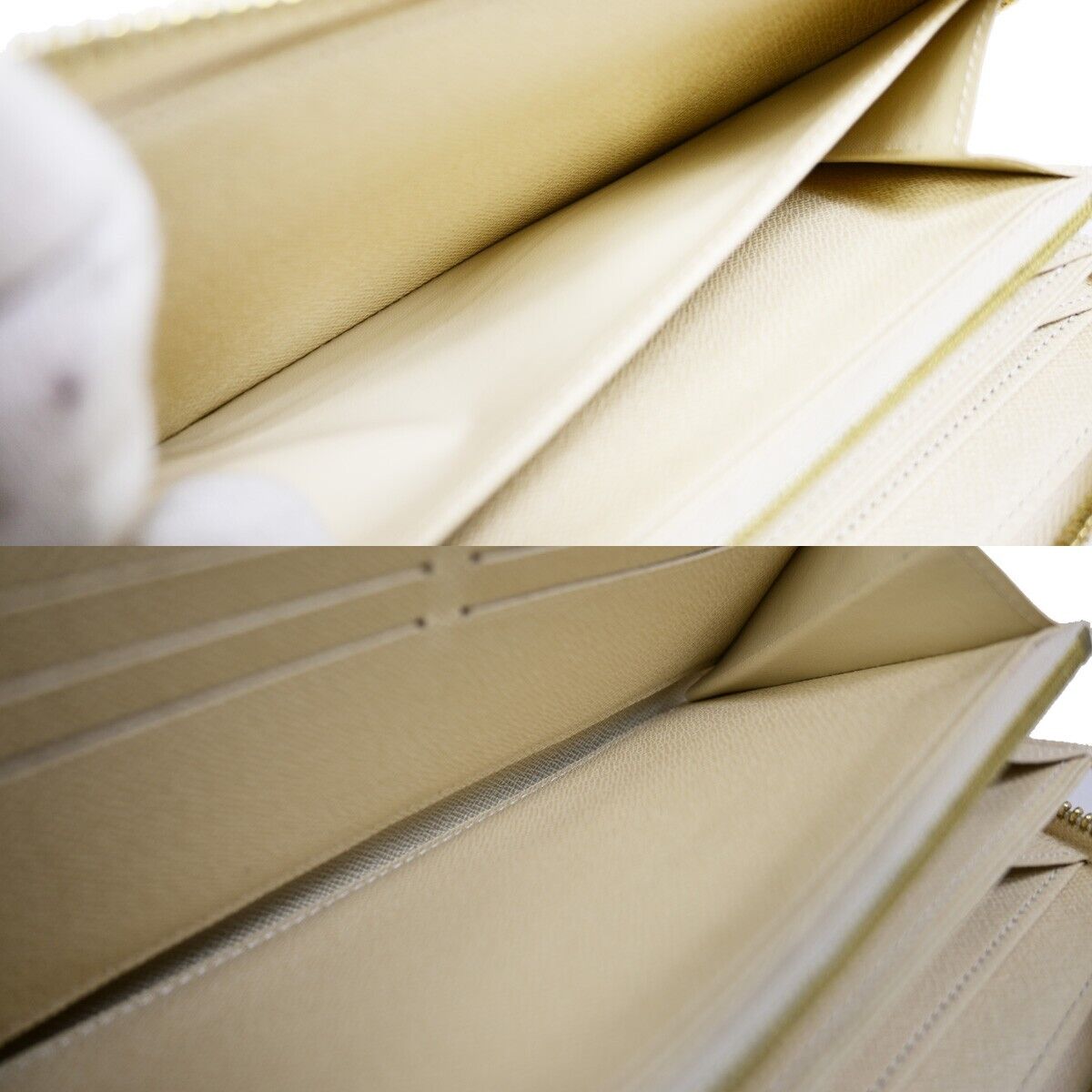 LOUIS VUITTON Long Zippy Wallet Purse Damier Azur Leather White N41660 74KA211