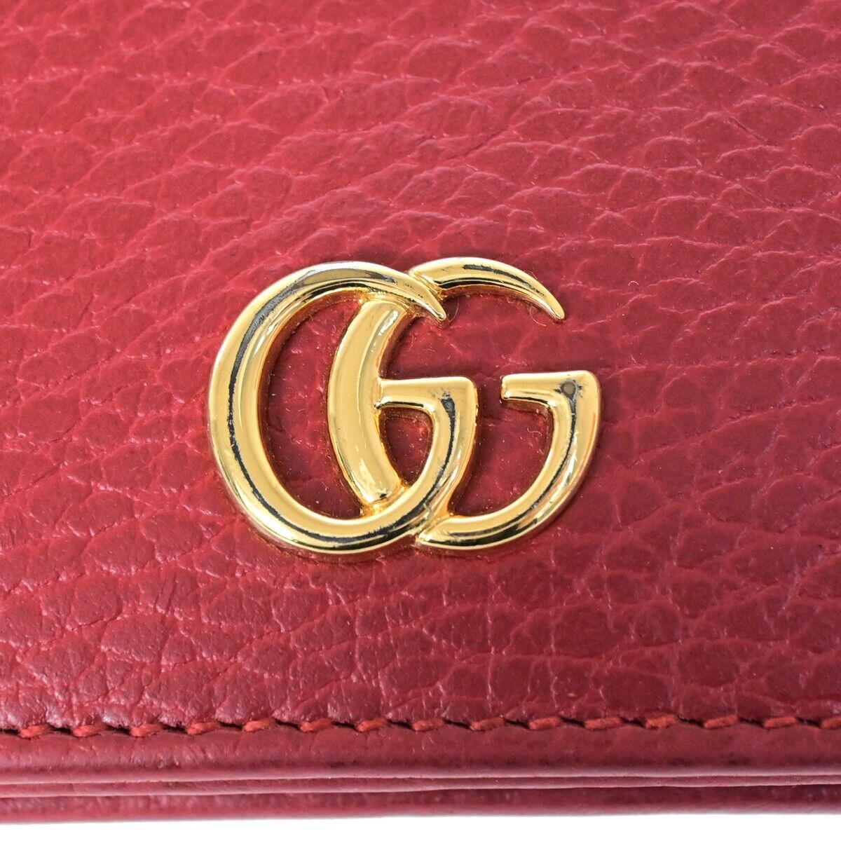 GUCCI Marmot GG Logos Bifold Wallet Purse Leather Red GHW Made In Italy 61HC101