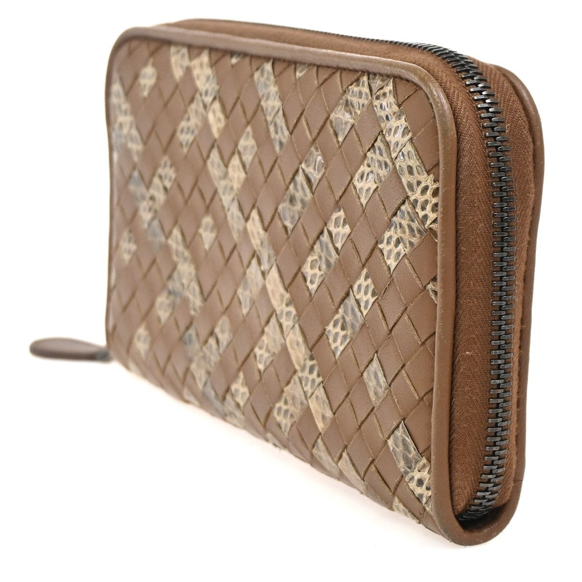 BOTTEGA VENETA Logo Intrecciato Zippy Long Wallet Embossing Leather BN 67DA286