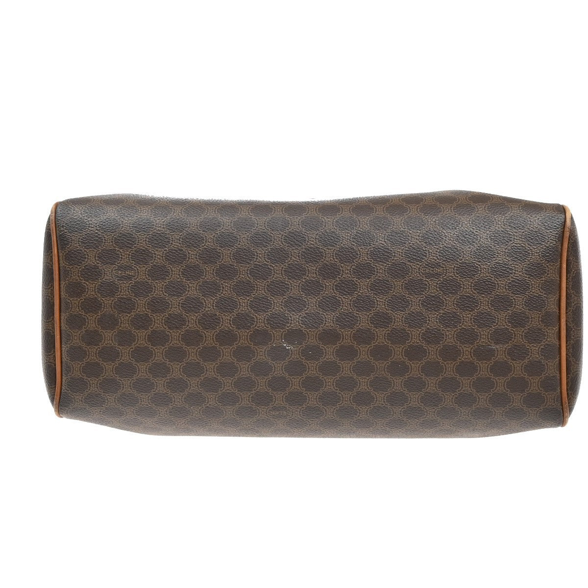 CELINE Logo Macadam Pattern Travel Hand Boston Bag PVC Leather Brown 69KB421