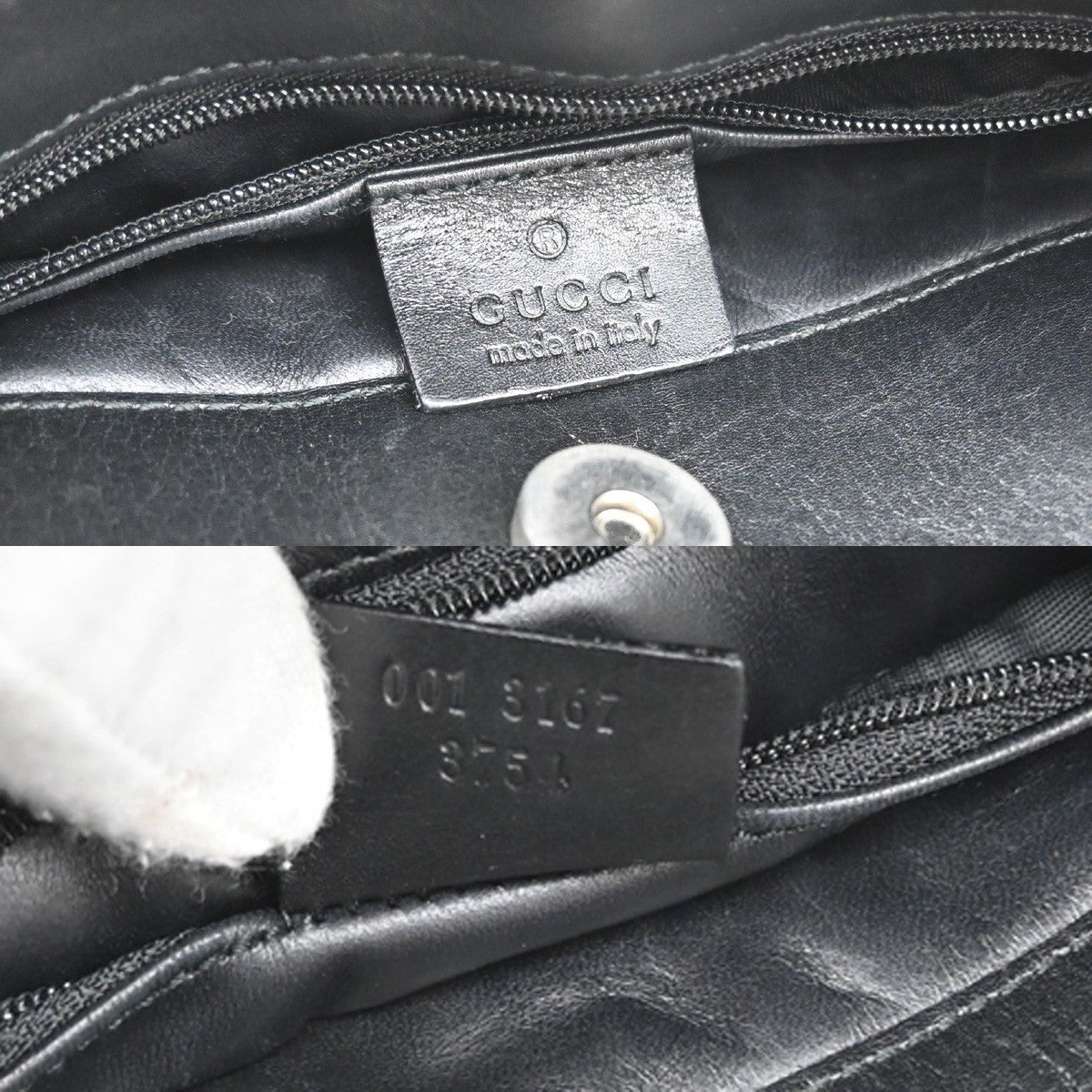 GUCCI Logo GG Pattern 2set Hand Bag Leather Canvas Black Italy 67CA448