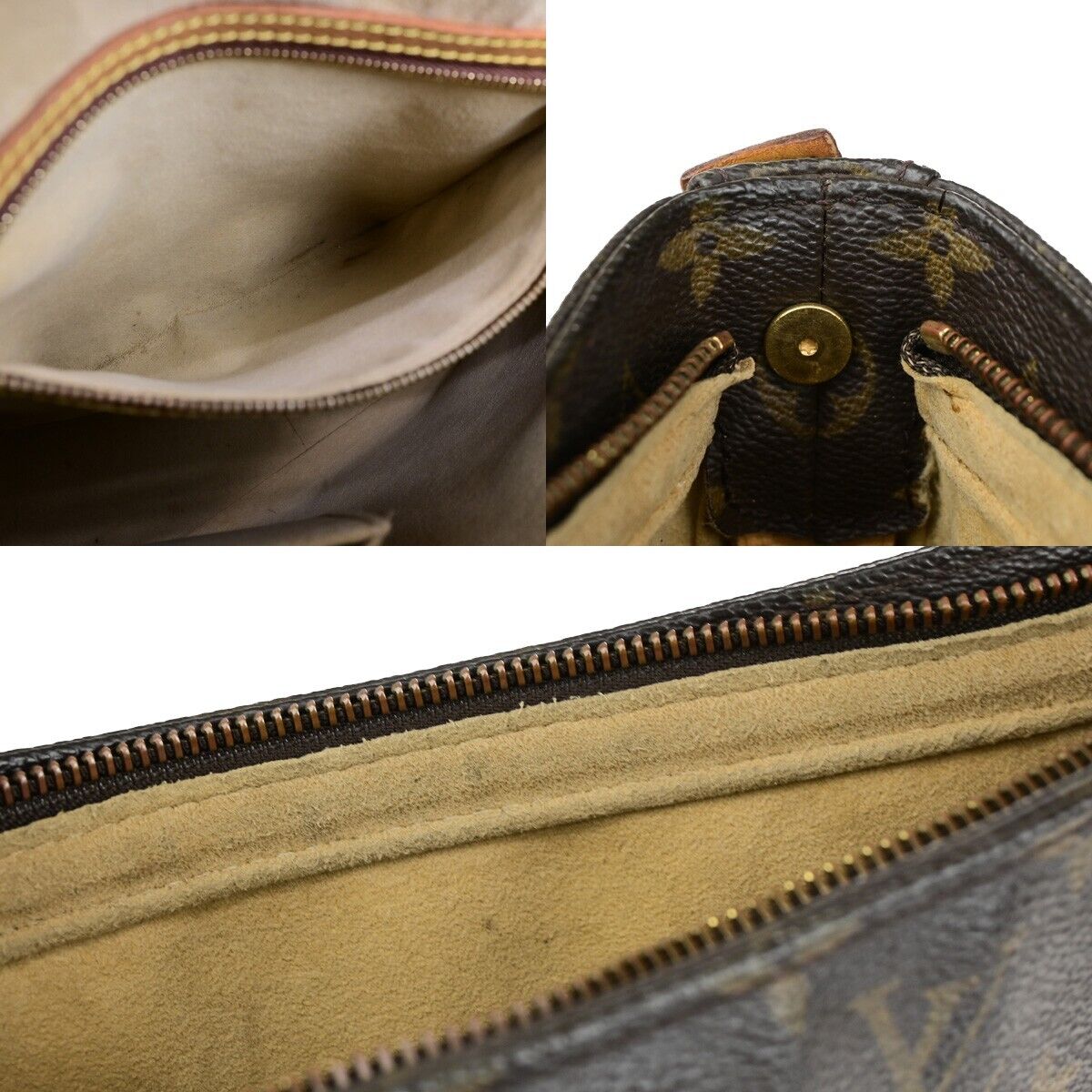 LOUIS VUITTON Logo Looping GM Shoulder Bag Monogram Leather Brown M51145 31ED250