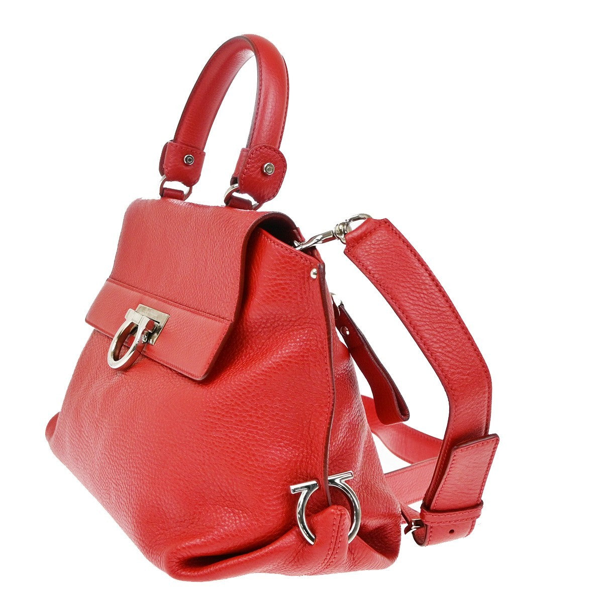 SALVATORE FERRAGAMO Gancini 2Way Shoulder Hand Bag Leather Red SHW 34KB417