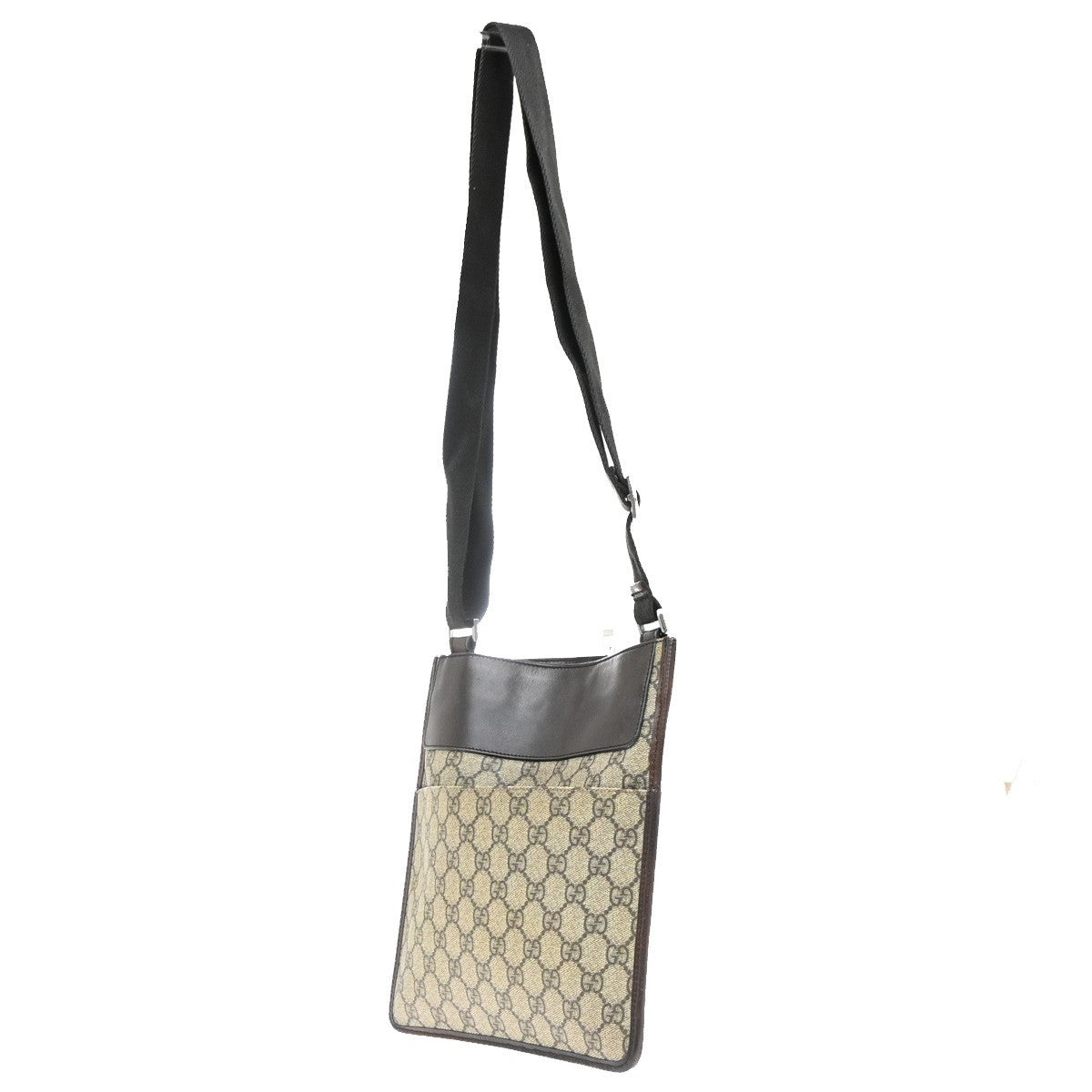 GUCCI Logo GG Pattern Shoulder Bag Supreme Leather Brown Beige Italy 69KC710