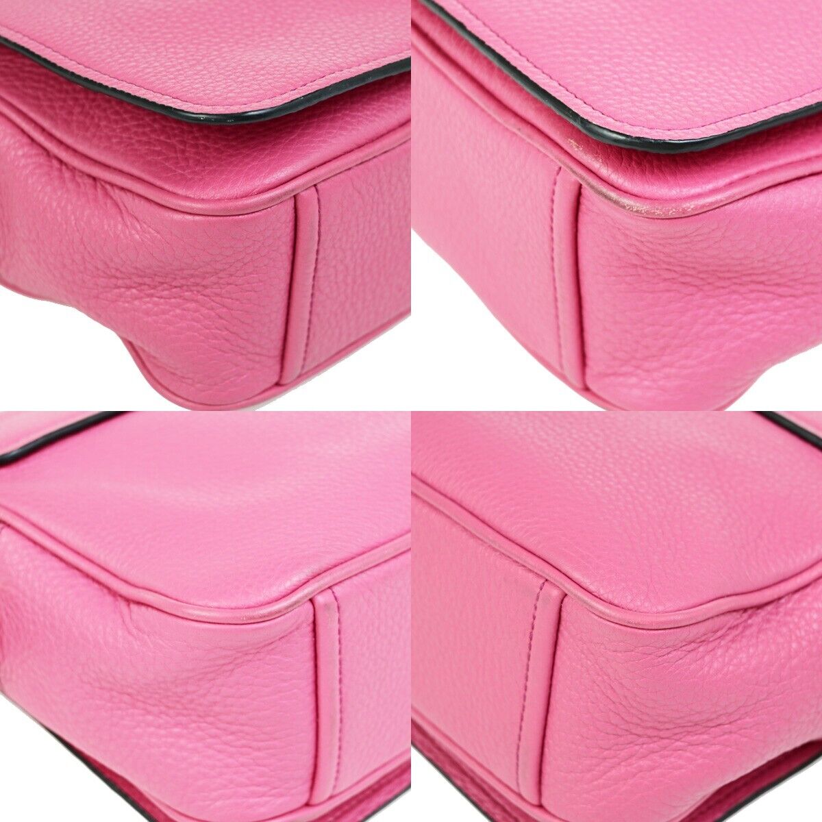 PRADA Logo Crossbody Flap Shoulder Bag Leather Pink GHW 50RK724
