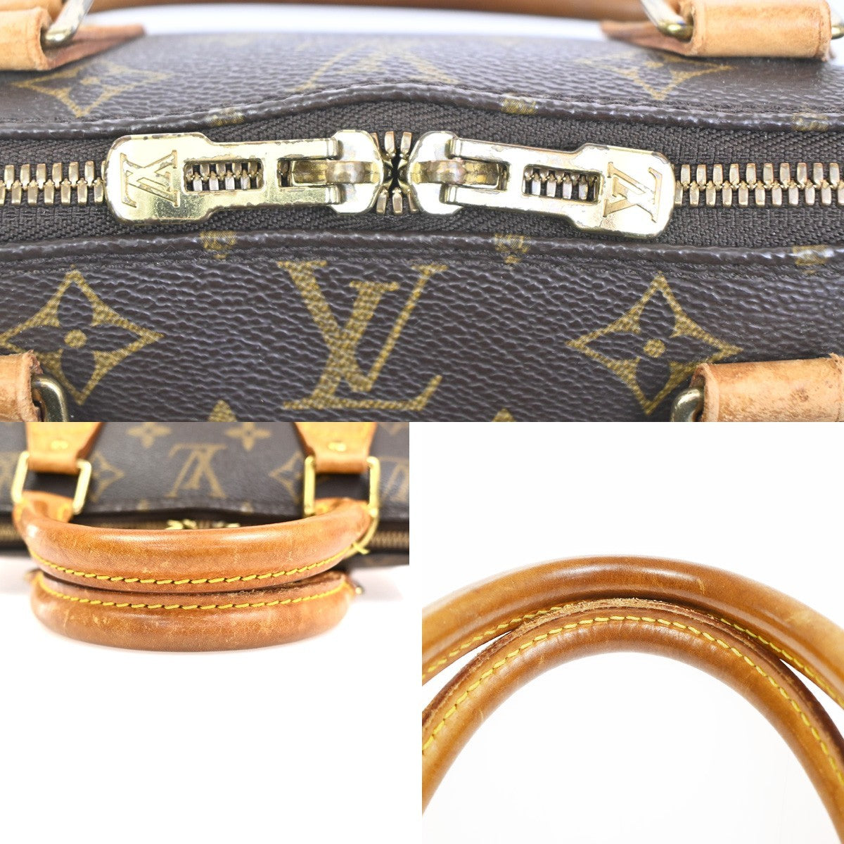 LOUIS VUITTON LV Logo Alma Hand Bag Monogram Leather Brown France M51130 34MA280