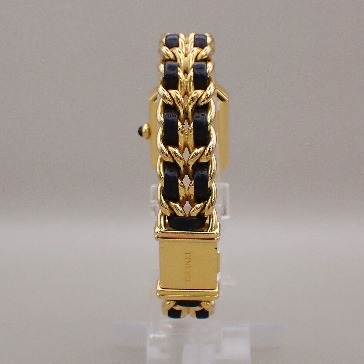 CHANEL Logo Premiere Watch H0001  # L Quartz Gold Plated Leather GHW 670RK948