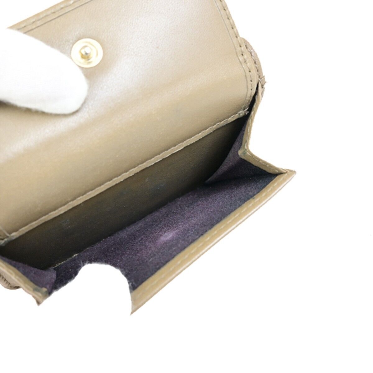 JIMMY CHOO Logo Star Studs Mini Trifold Wallet Purse Leather Brown Italy 09KA404