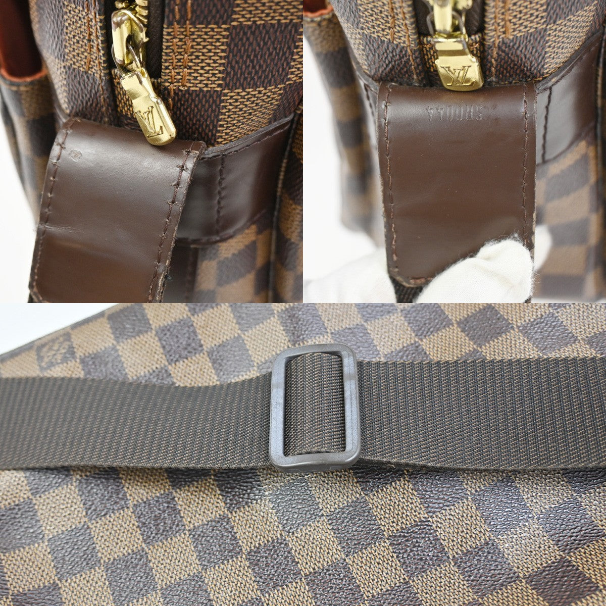 LOUIS VUITTON Naviglio Shoulder Bag Damier Ebene Leather Brown N45255 76YJ038