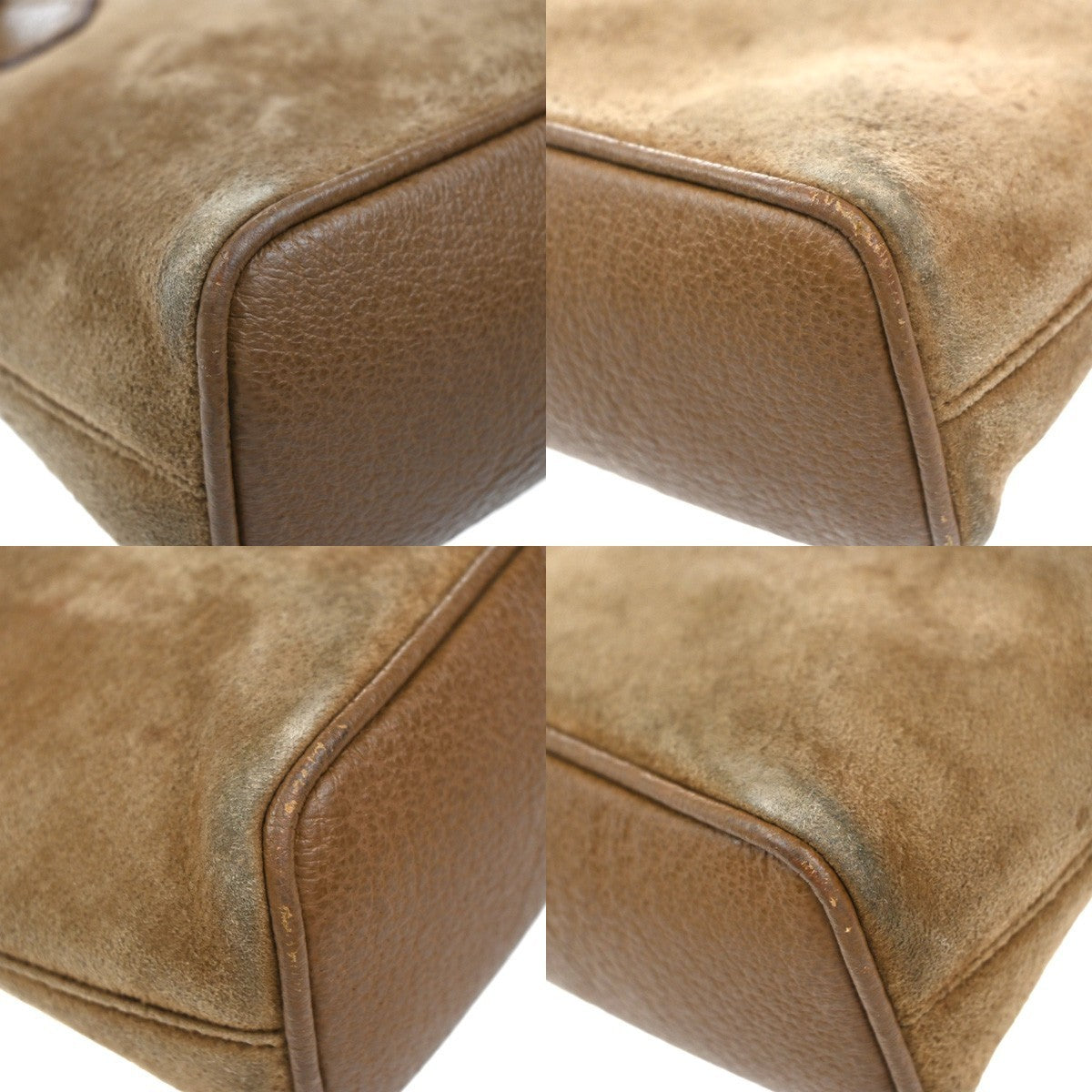 GUCCI Logo Bamboo 2Way Mini Shoulder Hand Bag Suede Leather Brown GHW 62EG353