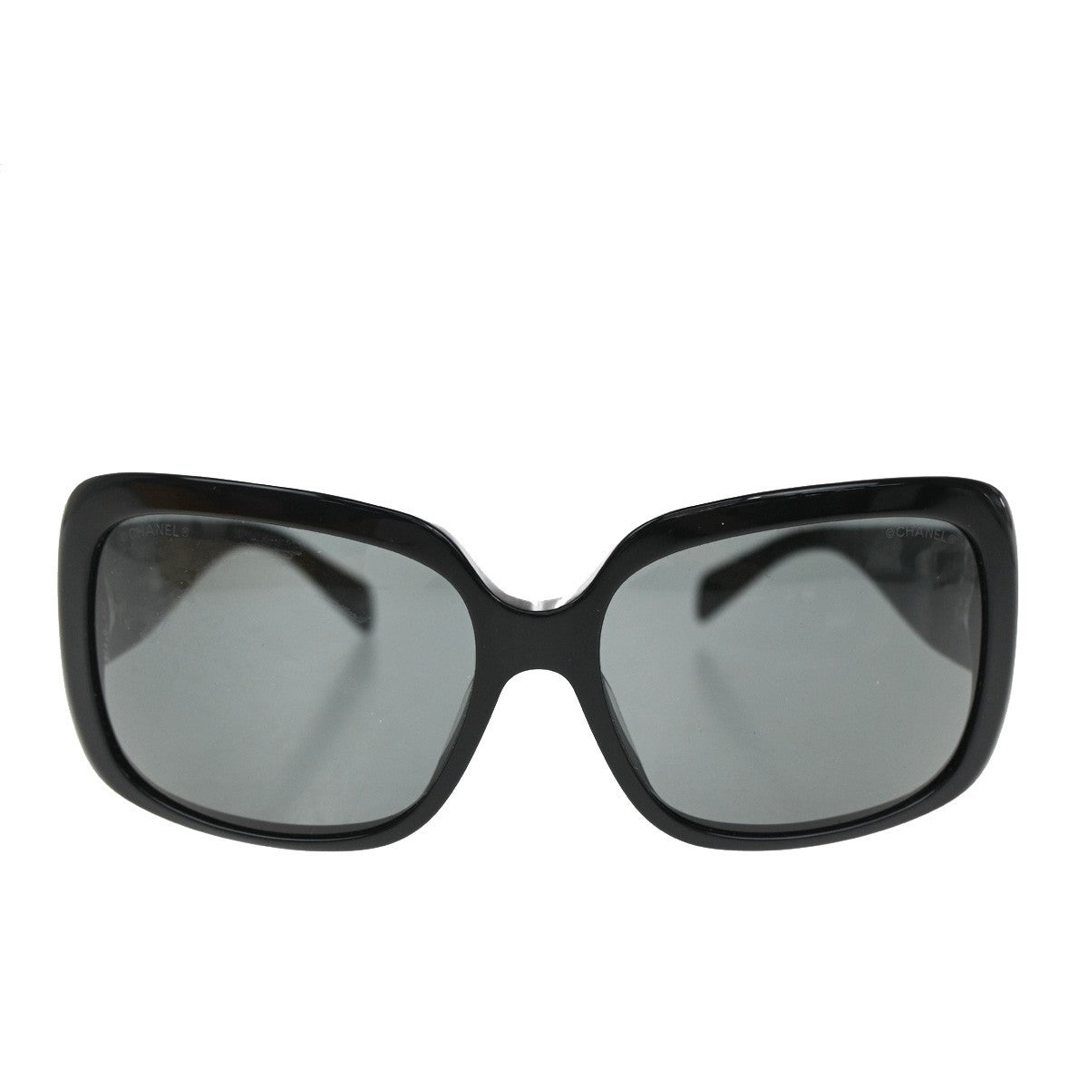 CHANEL CC Logo Sunglasses Eye Wear Rhinestone Plastic Black 5149-B-A  63RL484