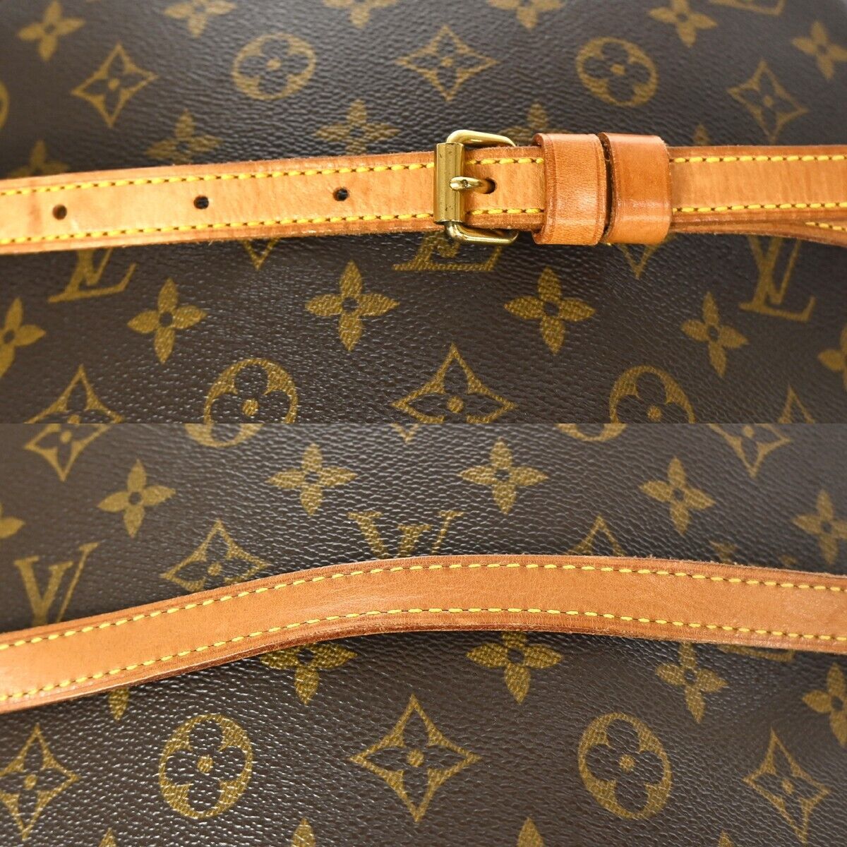 LOUIS VUITTON Logo Drouot Shoulder Bag Monogram Leather Brown M51290 16EA149