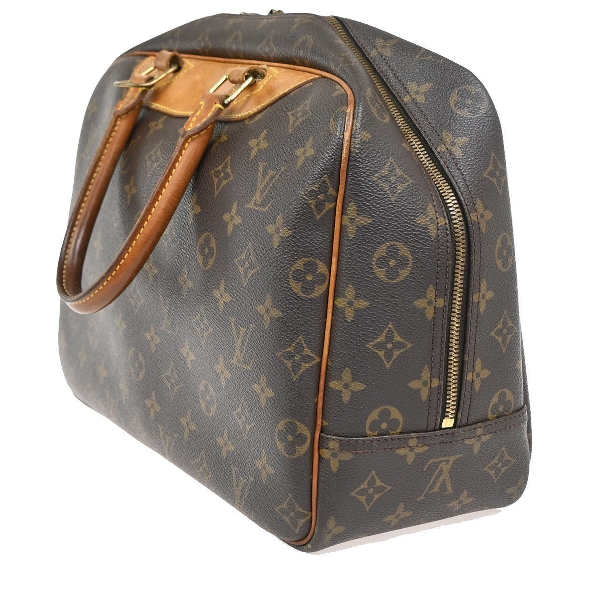 LOUIS VUITTON LV Logo Deauville Hand Bag Monogram Leather Brown M47270 31YH872