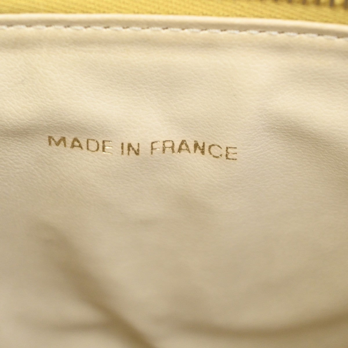 CHANEL Vanity Cosmetic Hand Bag Grained Calfskin Leather Yellow Vintage 664RQ061
