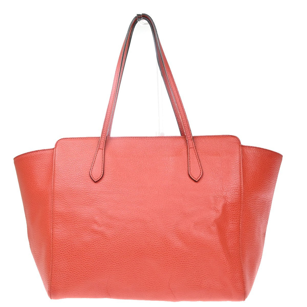 GUCCI Logo Swing Shoulder Tote Hand Bag Leather Red GHW Italy 84CA871