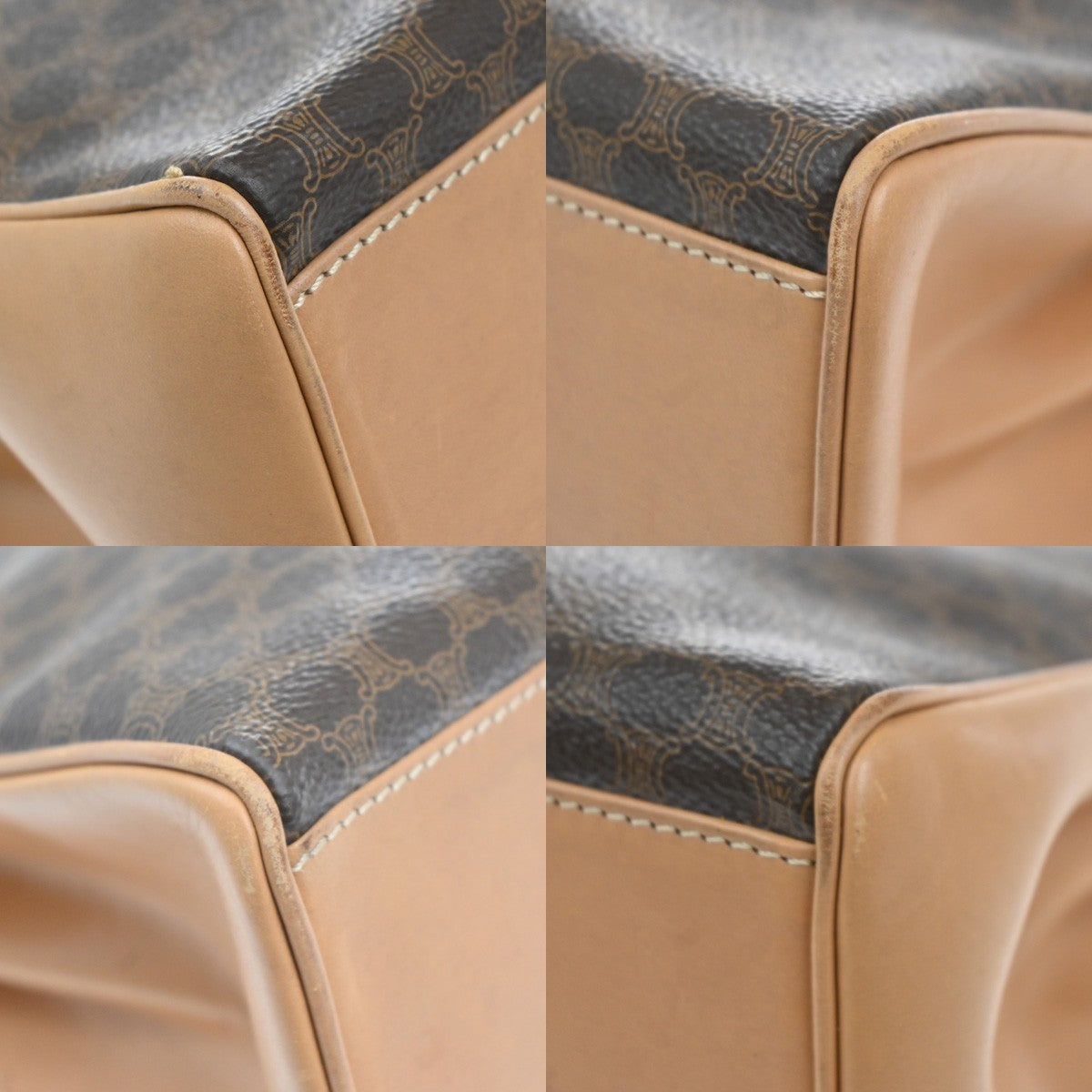 CELINE Logo Macadam Pattern Flap Hand Bag PVC Leather Brown GHW Italy 38MA206