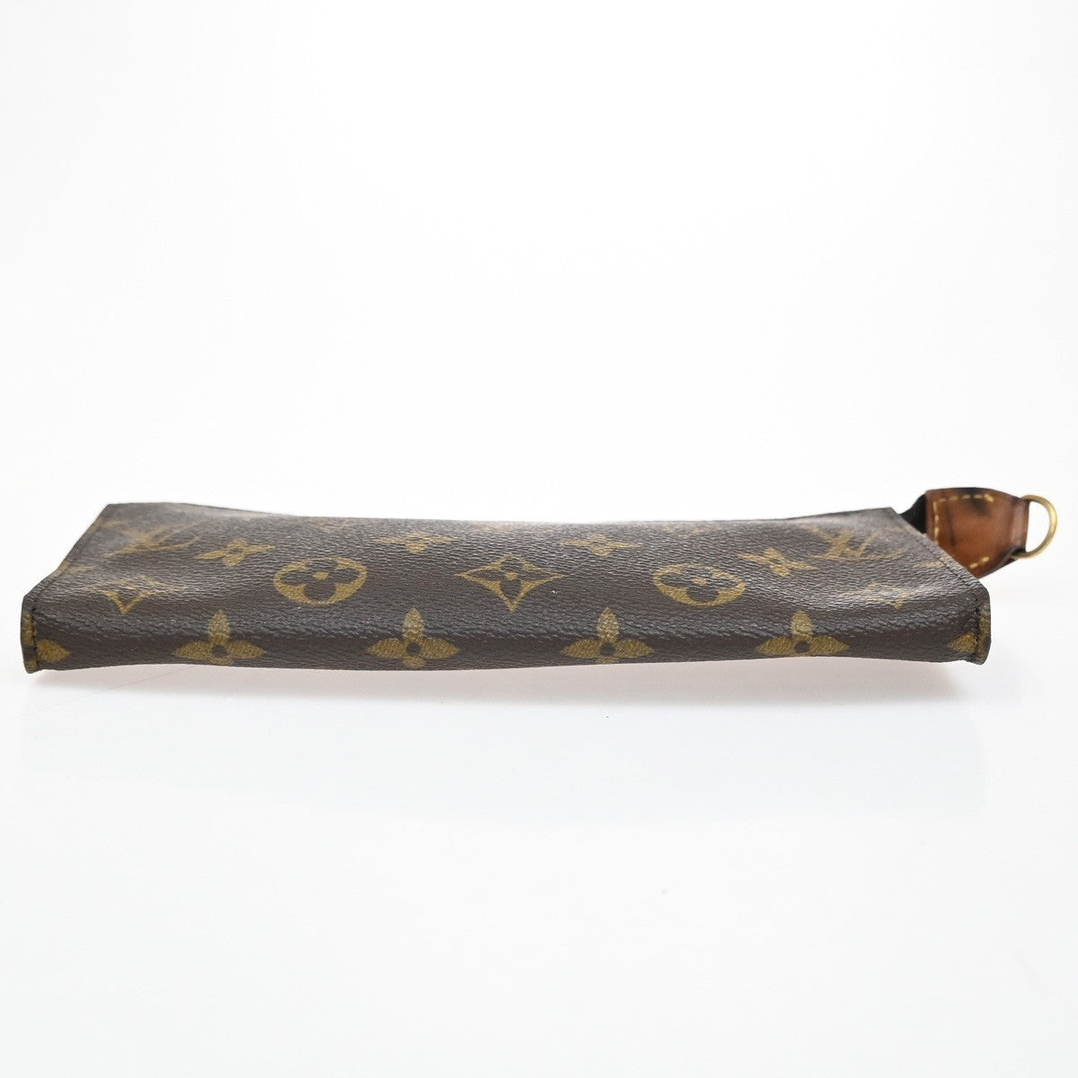 LOUIS VUITTON LV Logo Bucket GM Pouch Bag Monogram Leather Brown Gold 05EG201