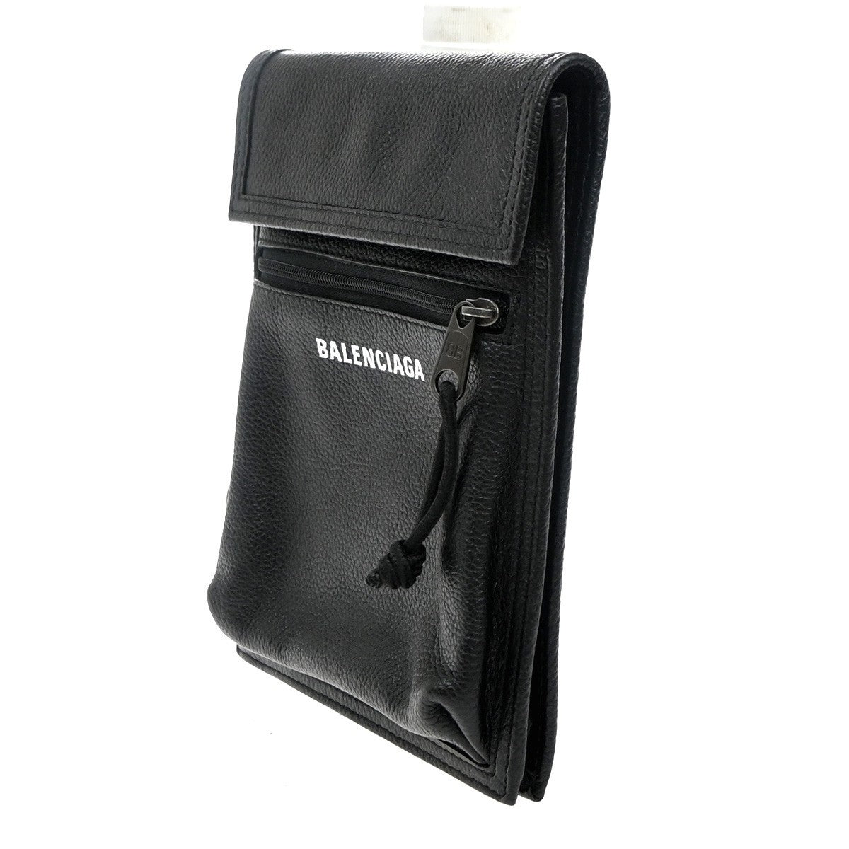 BALENCIAGA Logo Explorer Pouch Mini Shoulder Bag Leather Black SHW Italy 82RF930