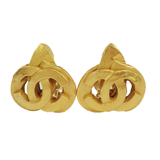 CHANEL CC Logo Button Earrings 97P Clip-On GHW France Accessory Vintage 97RH167