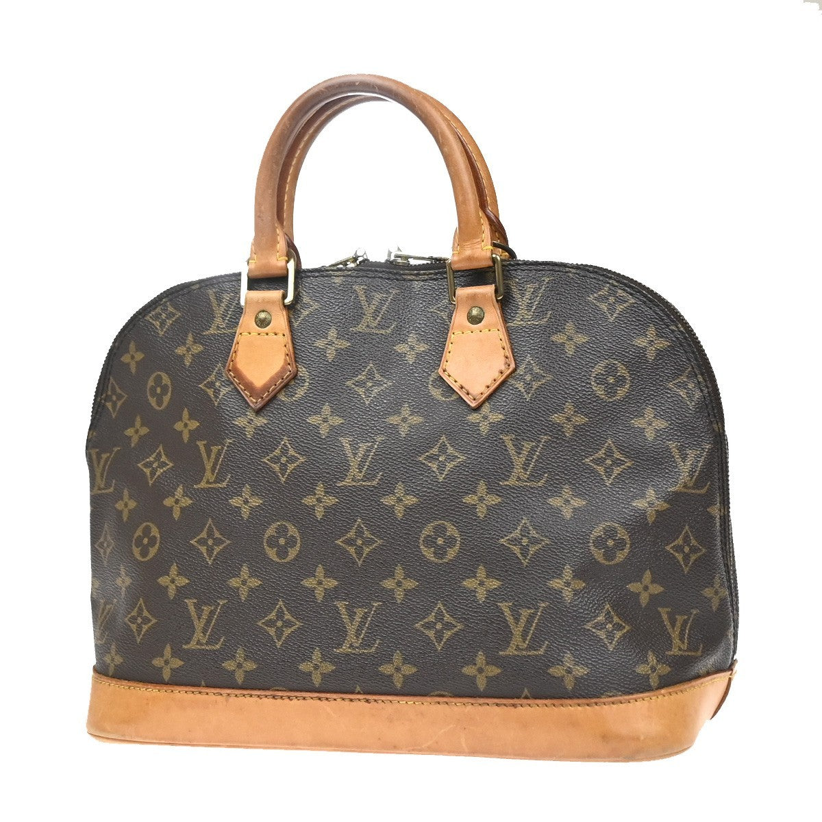 LOUIS VUITTON LV Logo Alma Hand Bag Monogram Leather Brown USA M51130 70YH993
